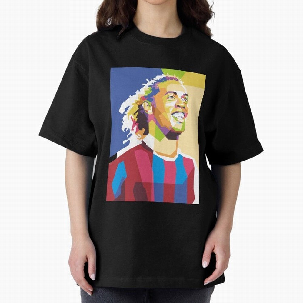 Ronaldinho in Pop Art Portrait Style Oversized T-Shirt Represent Fans Who Live for the FIFA World Cup 2026 USA Canada Mexico Journey through Haaland Highlights, Netherlands Pride, Global Supporter Spirit, Legendary Goals, National Colors and
