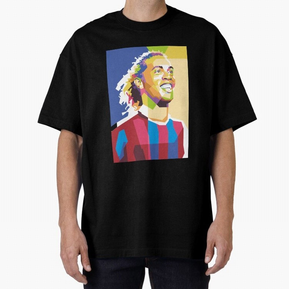 Ronaldinho in Pop Art Portrait Style Oversized T-Shirt Represent Fans Who Live for the FIFA World Cup 2026 USA Canada Mexico Journey through Haaland Highlights, Netherlands Pride, Global Supporter Spirit, Legendary Goals, National Colors and