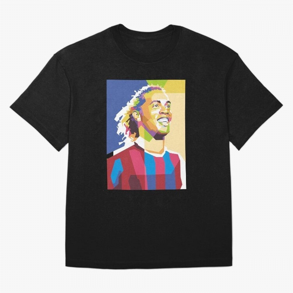 Ronaldinho in Pop Art Portrait Style Oversized T-Shirt Represent Fans Who Live for the FIFA World Cup 2026 USA Canada Mexico Journey through Haaland Highlights, Netherlands Pride, Global Supporter Spirit, Legendary Goals, National Colors and