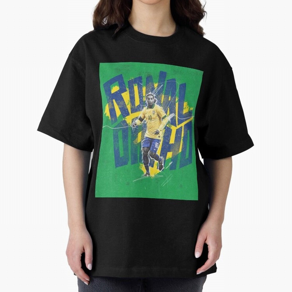 Wallpaper Ronaldinho Art Oversized T-Shirt Follow the Road to FIFA World Cup 2026 Group Stage Spirit, Built around France, Messi, Neymar and Mbappe, Championship Spirit, Famous Goals, Roaring Crowds and International Football Unity; Ideal for