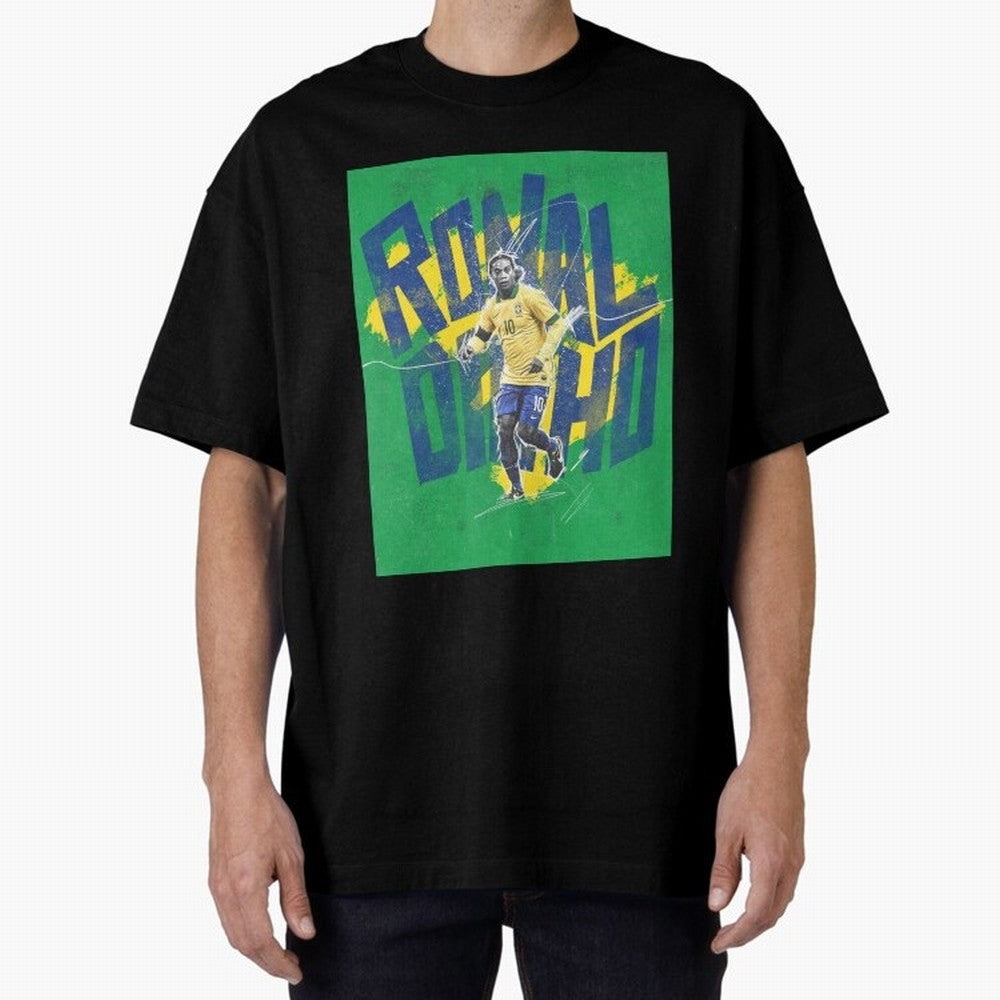 Wallpaper Ronaldinho Art Oversized T-Shirt Follow the Road to FIFA World Cup 2026 Group Stage Spirit, Built around France, Messi, Neymar and Mbappe, Championship Spirit, Famous Goals, Roaring Crowds and International Football Unity; Ideal for