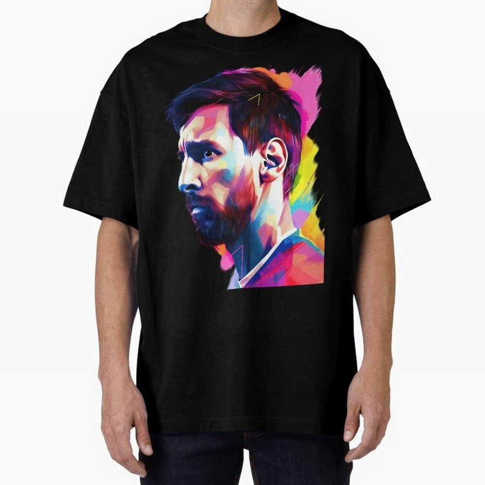 GOAT Messi - illustration Oversized T-Shirt Turn Up for FIFA World Cup 2026 Group Stage for Fans of CR7 and Netherlands, Bringing Stadium Memories, Football Loyalty, International Chants and Championship Tradition; Perfect for People Who Love