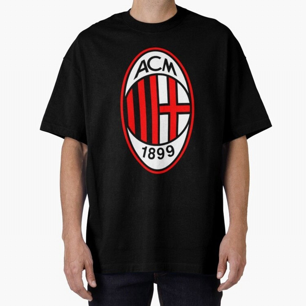 AC Milan Classic . Oversized T-Shirt Cheer for FIFA World Cup 2026 Spirit, Highlighting Portugal, Messi, CR7 and Mbappe, Championship Spirit, Famous Goals, Roaring Crowds and International Football Unity; Ideal for Fans Who Follow Messi, Cristiano