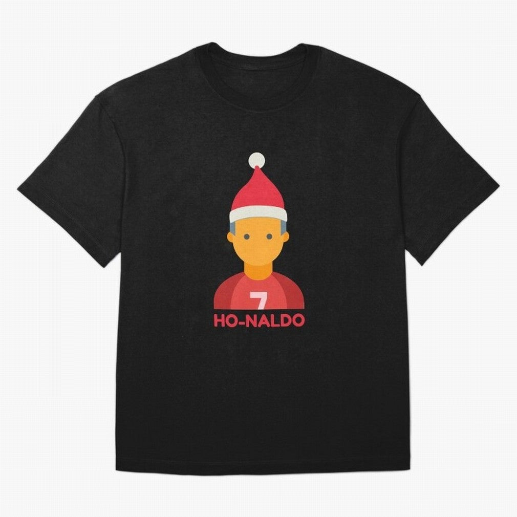 HO-NALDO - Funny Ronaldo Christmas Oversized T-Shirt Follow the Final Road of Global Football Passion for FIFA World Cup 2026, Highlighting Mbappe and Neymar, Spain and Netherlands, Sports Nostalgia, International Competition, Famous Players and