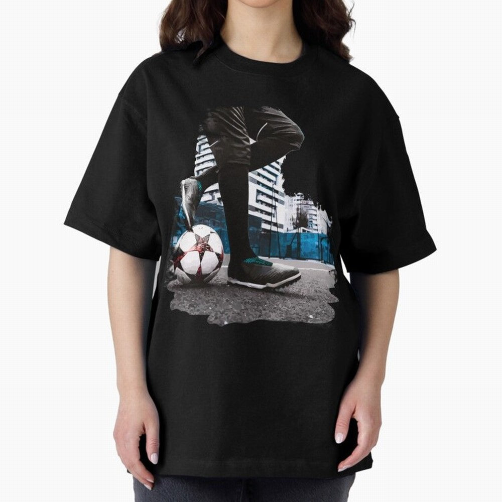 Street Soccer in my Hood Oversized T-Shirt Show Championship Spirit for the FIFA World Cup 2026 Group Stage Journey through Messi, CR7 and Mbappe Highlights, Spain and Netherlands Pride, Classic Soccer Heritage, Championship Pressure, Fan Loyalty