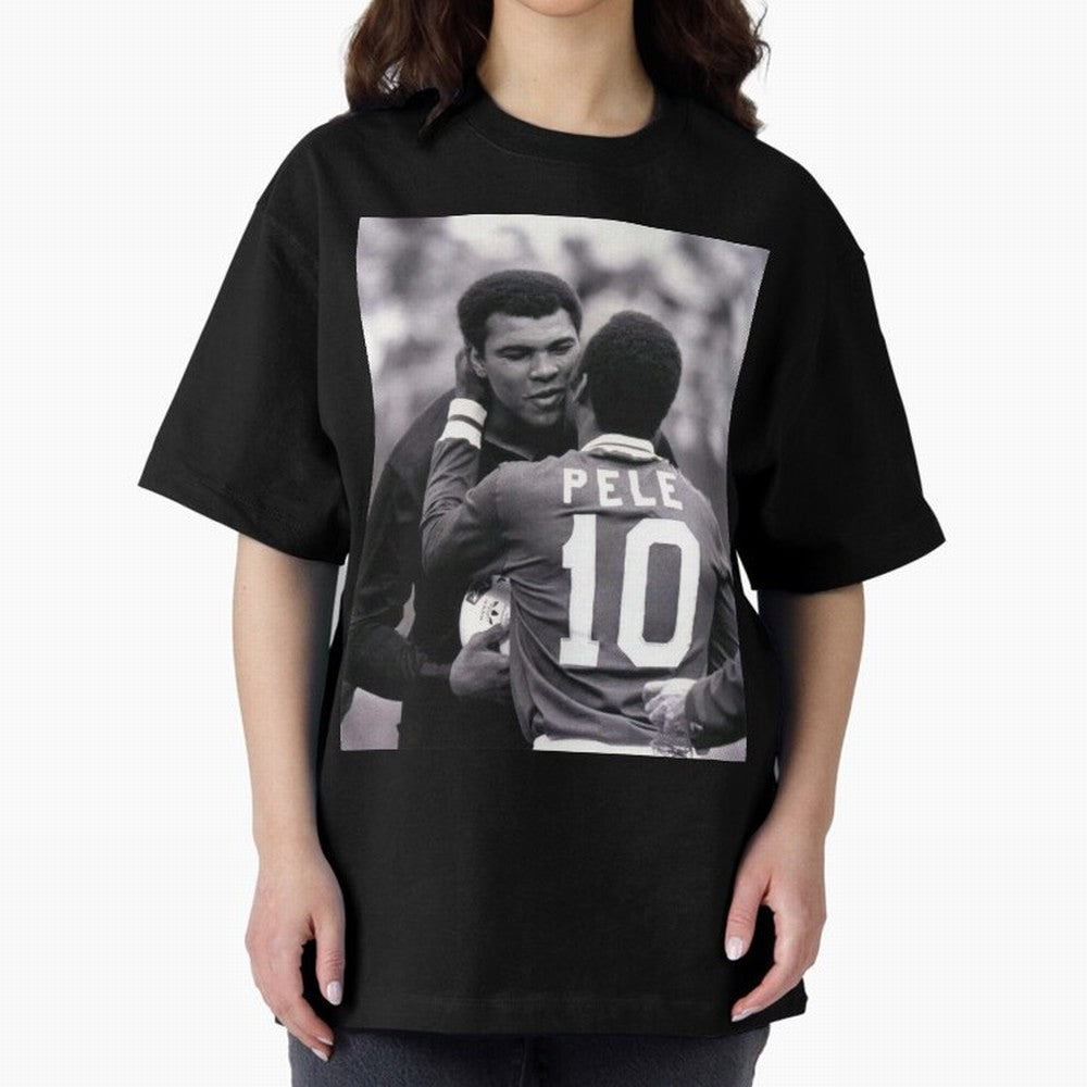 The Boxing Legend Meet The Football Legend Poster Oversized T-Shirt Follow the Road to FIFA World Cup 2026 Spirit, Capturing Argentina and Brazil, Messi, Stadium Chants, National Pride, Trophy Dreams and Unforgettable Football Memories; Great for