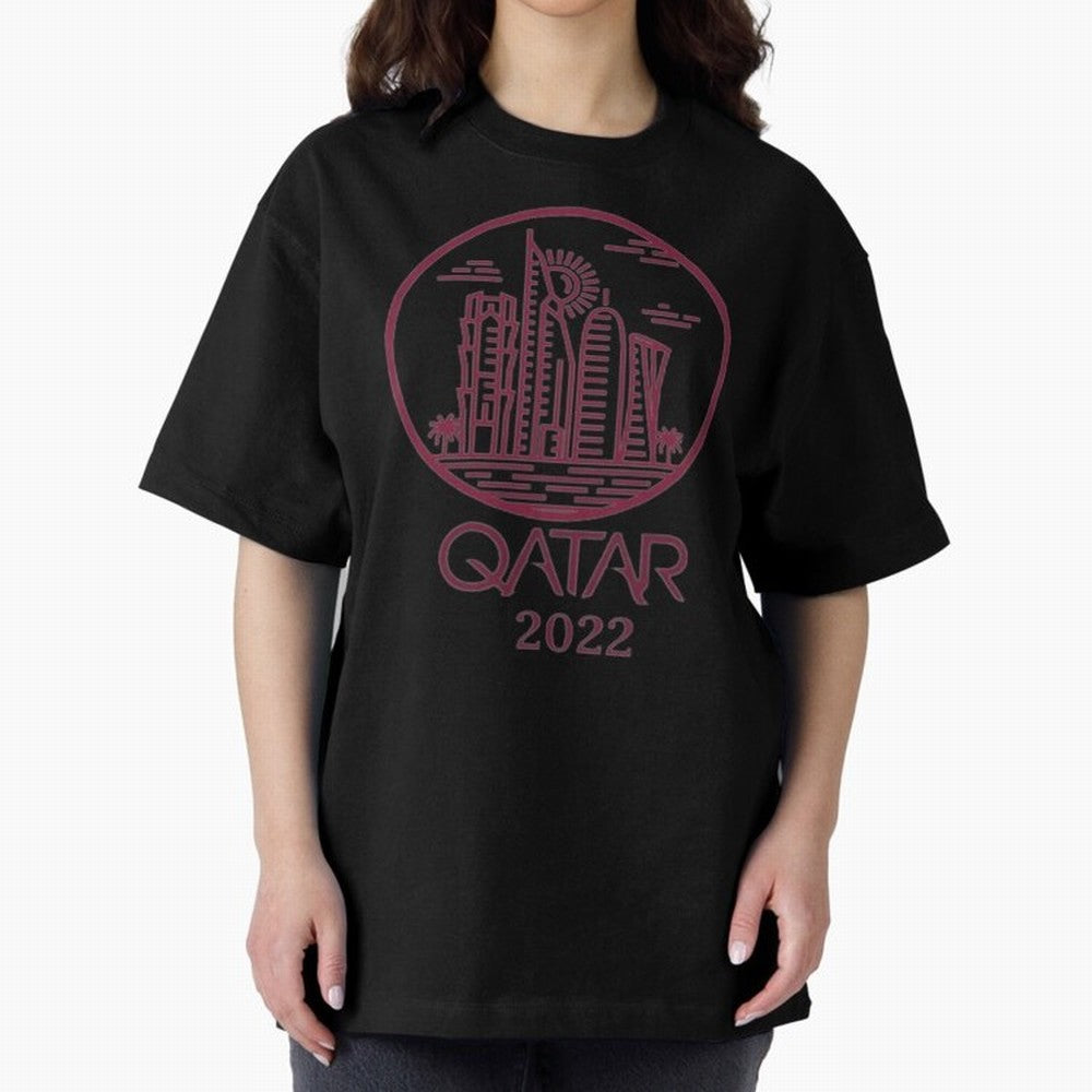 Qatar Welcome Oversized T-Shirt Bring Stadium Energy to the FIFA World Cup 2026 USA Canada Mexico Journey through Neymar, Haaland and Cristiano Ronaldo Highlights, Argentina, France and Brazil Pride, Retro Football Energy, Iconic Rivalries, Trophy