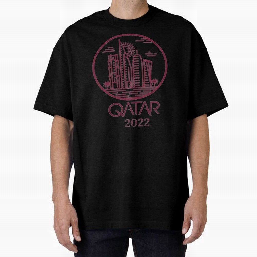 Qatar Welcome Oversized T-Shirt Bring Stadium Energy to the FIFA World Cup 2026 USA Canada Mexico Journey through Neymar, Haaland and Cristiano Ronaldo Highlights, Argentina, France and Brazil Pride, Retro Football Energy, Iconic Rivalries, Trophy