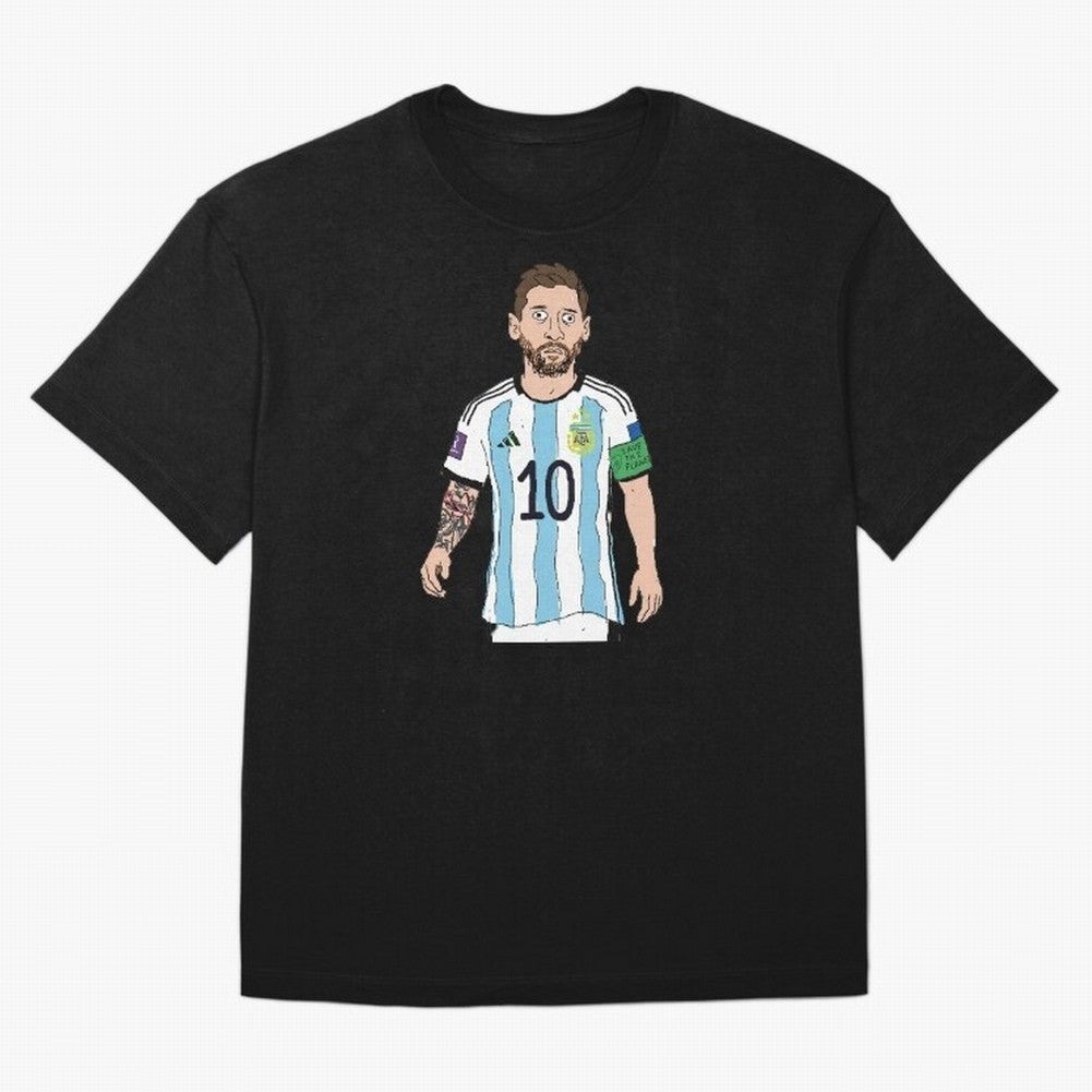 Badly Drawn Messi Classic T-Shirt Fuel Match Day Hype around FIFA World Cup 2026, Neymar, England, France and Netherlands, Tournament Hype, Historic Matchups, Family Viewing Parties and Global Sports Pride; Ideal for Football Dads, Football Moms,