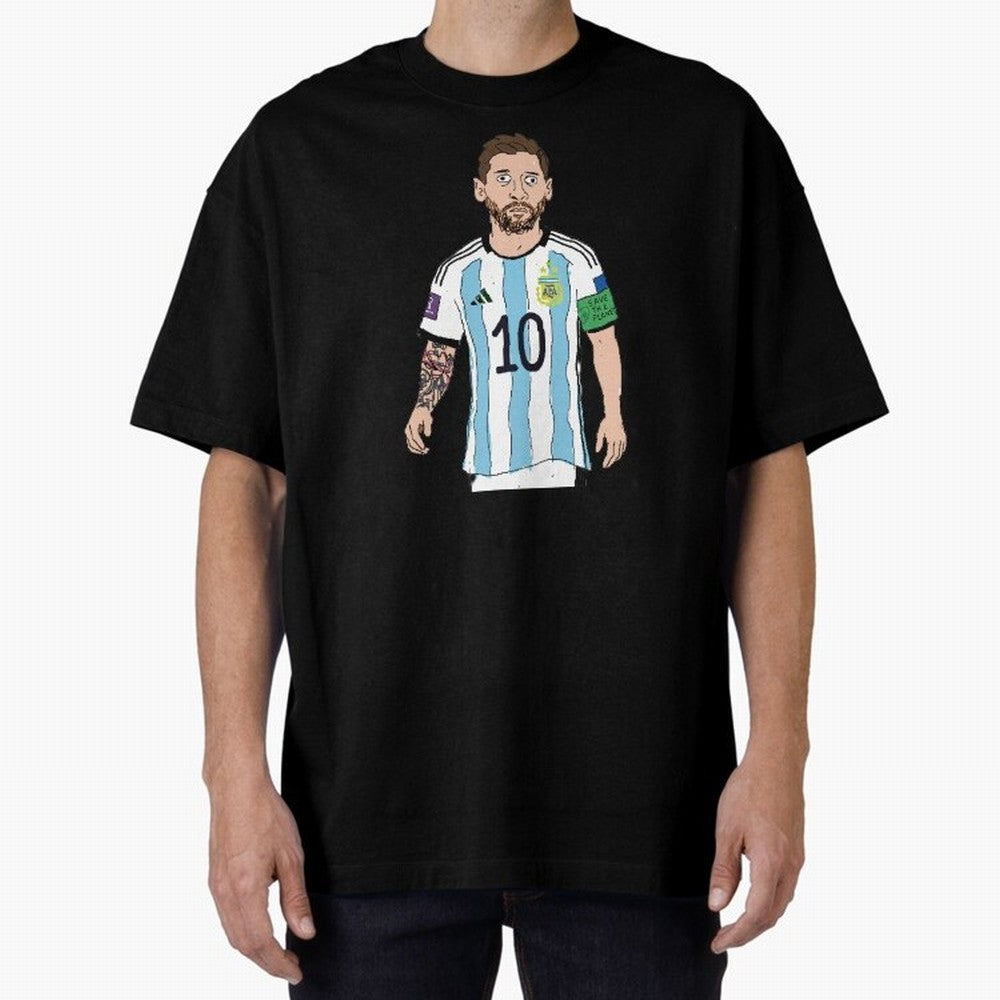 Badly Drawn Messi Classic T-Shirt Fuel Match Day Hype around FIFA World Cup 2026, Neymar, England, France and Netherlands, Tournament Hype, Historic Matchups, Family Viewing Parties and Global Sports Pride; Ideal for Football Dads, Football Moms,