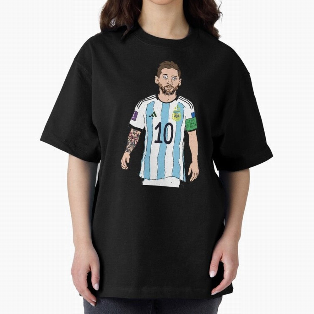 Badly Drawn Messi Classic T-Shirt Fuel Match Day Hype around FIFA World Cup 2026, Neymar, England, France and Netherlands, Tournament Hype, Historic Matchups, Family Viewing Parties and Global Sports Pride; Ideal for Football Dads, Football Moms,