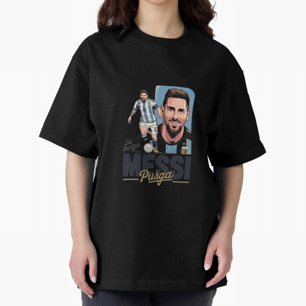 Lionel Messi Argentinian La Pulga Oversized T-Shirt Honor Champions and Dreams in FIFA World Cup 2026 USA Canada Mexico Spirit, Highlighting Argentina, France and Brazil, Messi, Neymar and Mbappe, Stadium Chants, National Pride, Trophy Dreams and