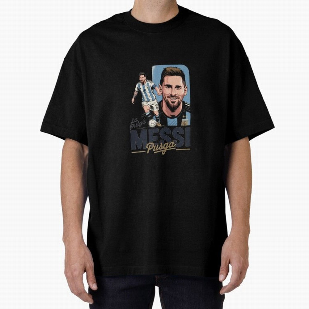 Lionel Messi Argentinian La Pulga Oversized T-Shirt Honor Champions and Dreams in FIFA World Cup 2026 USA Canada Mexico Spirit, Highlighting Argentina, France and Brazil, Messi, Neymar and Mbappe, Stadium Chants, National Pride, Trophy Dreams and
