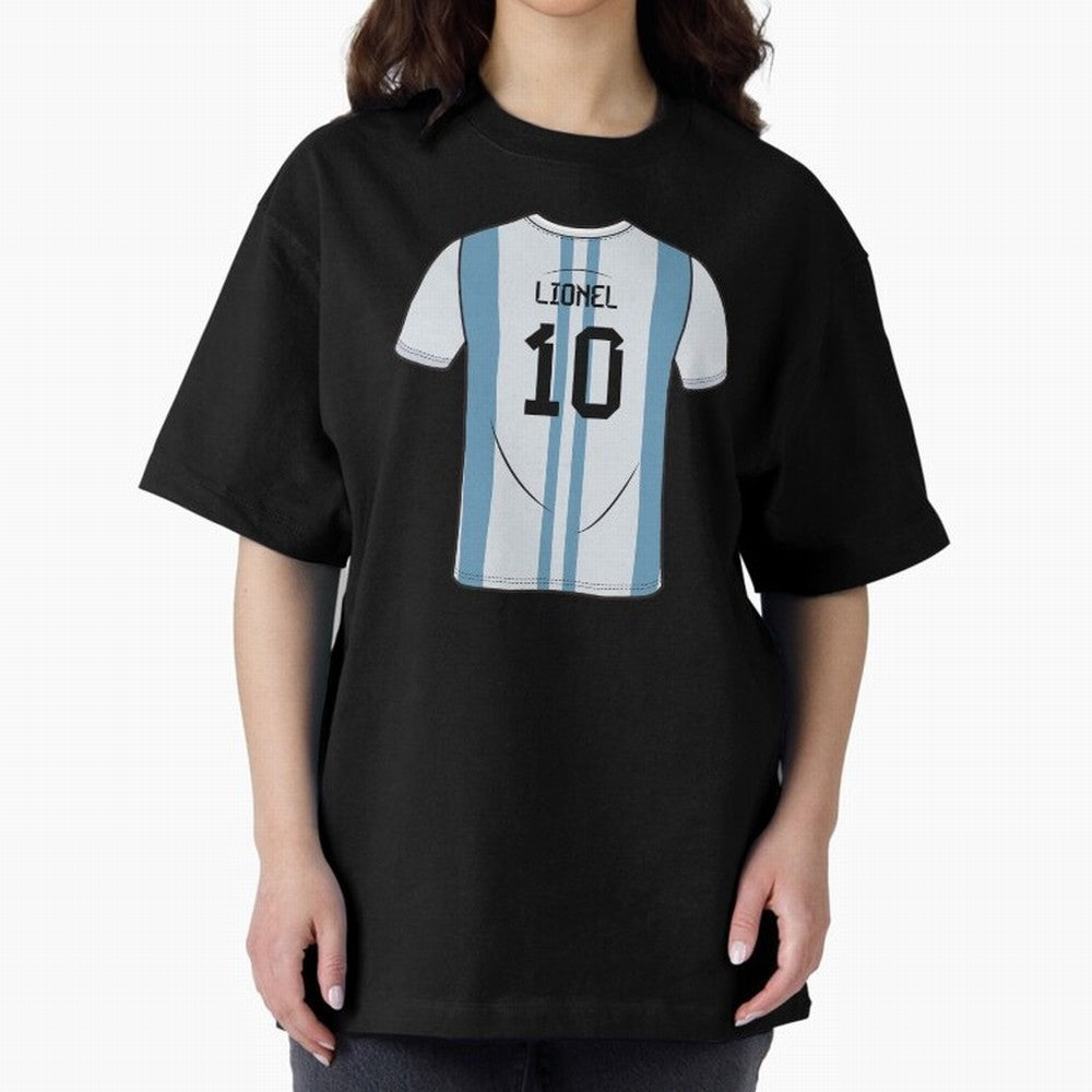 LeoMessi Jersey Illustration 2022 Oversized T-Shirt Support FIFA World Cup 2026 Group Stage Capturing Cristiano Ronaldo, Haaland and CR7, France and Portugal Energy, Fan Favorite Moments, National Team Passion, Big Match Drama and Soccer History;