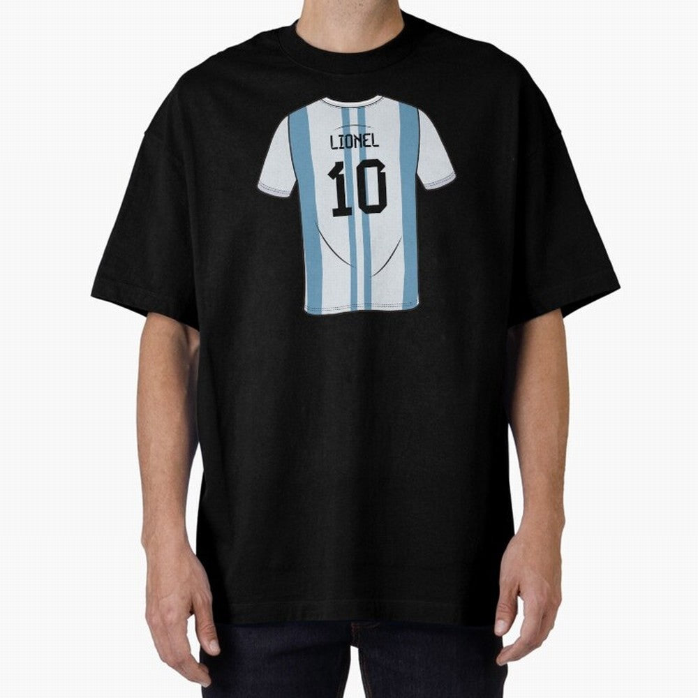 LeoMessi Jersey Illustration 2022 Oversized T-Shirt Support FIFA World Cup 2026 Group Stage Capturing Cristiano Ronaldo, Haaland and CR7, France and Portugal Energy, Fan Favorite Moments, National Team Passion, Big Match Drama and Soccer History;