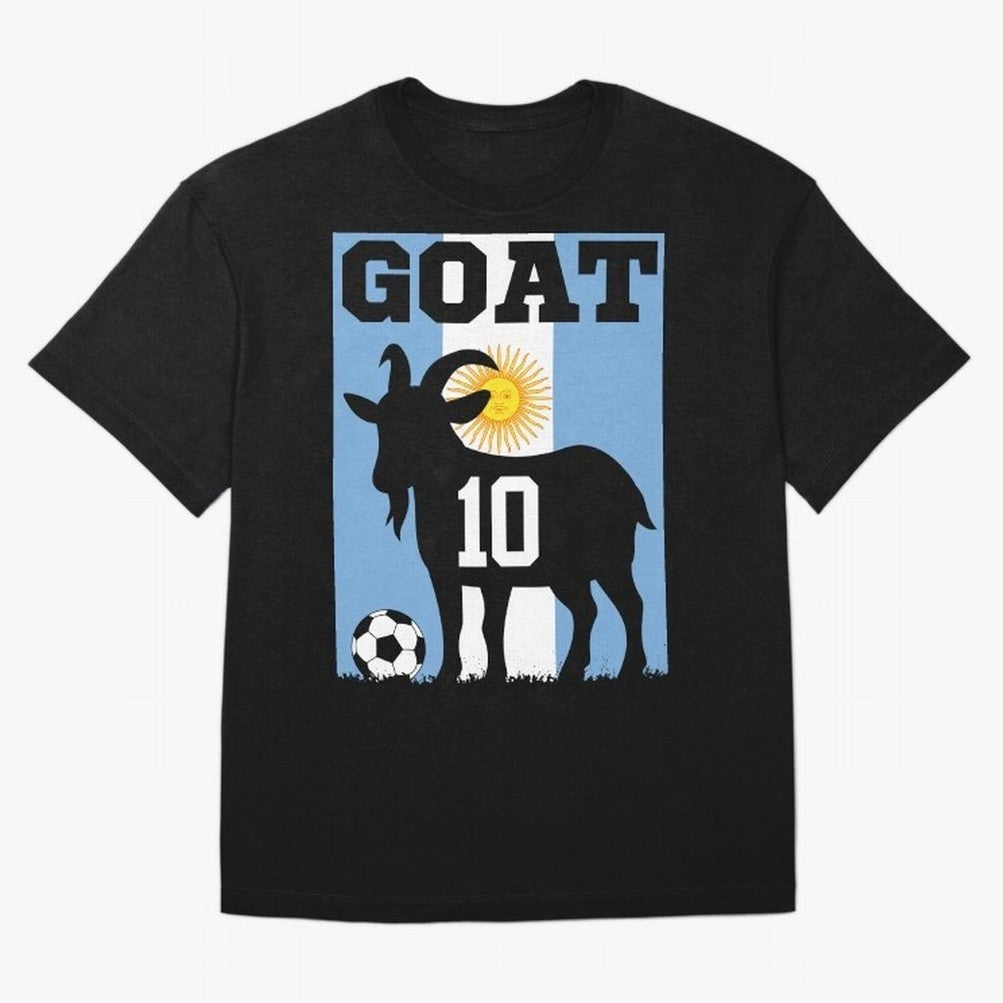 Argentina World Cup 2026 The Goat 10 Oversized T-Shirt Celebrate Football Heritage in Global Football Passion for FIFA World Cup 2026 Group Stage, Centered on CR7 and Messi, Argentina, France and Brazil, Football History, Final Match Energy, Crowd