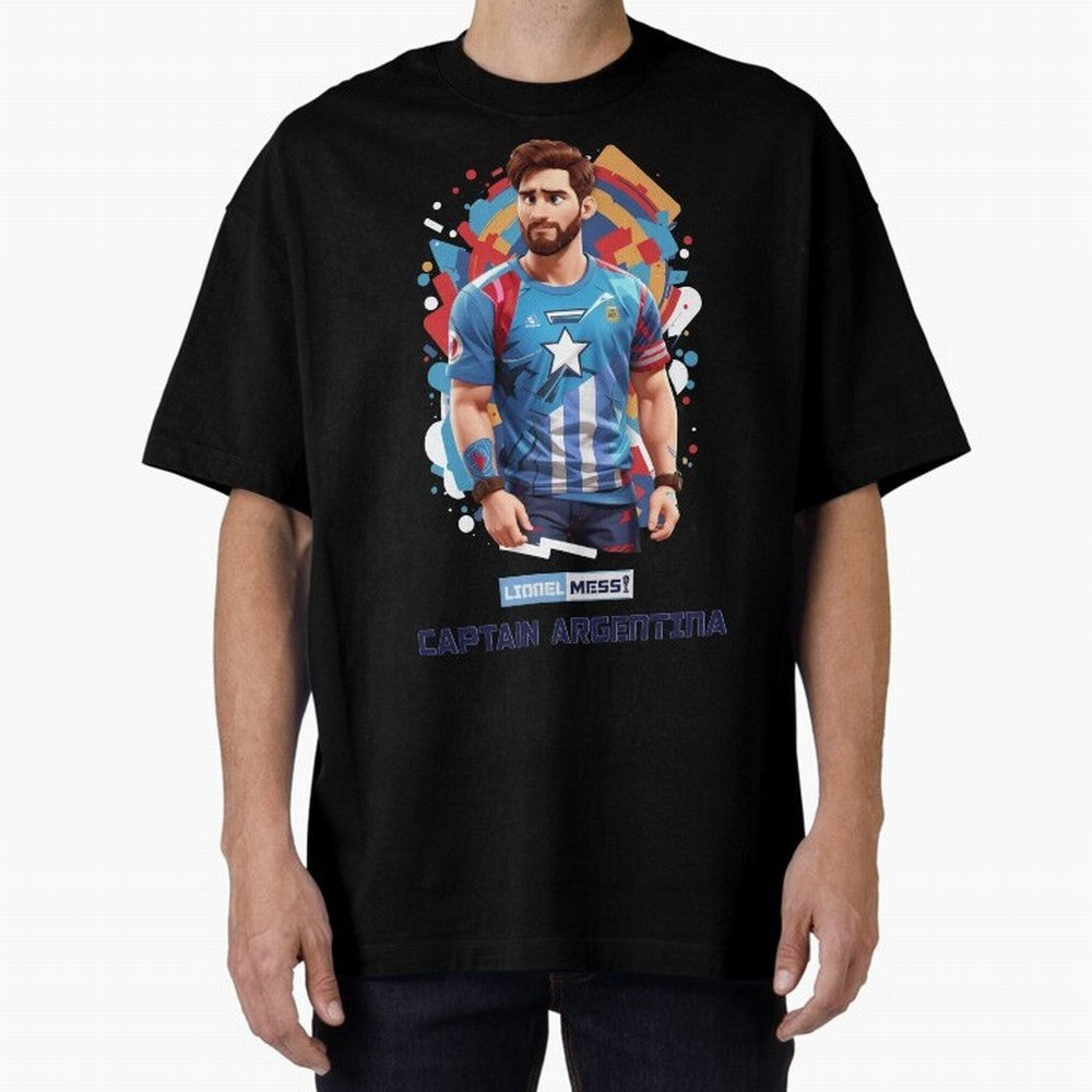 Lionel Messi Captain Argentina Oversized T-Shirt Show Up for the Glory of Global Football Passion for FIFA World Cup 2026 USA Canada Mexico, Driven by Neymar, Haaland and Cristiano Ronaldo, England and Germany, Football History, Final Match Energy,