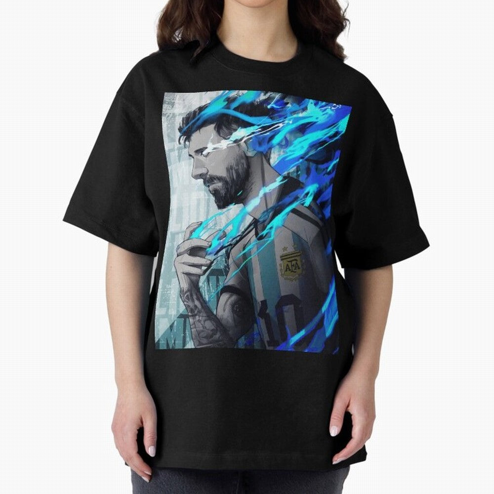 LIONEL MESSI NEW GOAL CELEBRATION ILLUSTRATION 2023 2024 Oversized T-Shirt Celebrate Fan Favorites in Match Day Hype around FIFA World Cup 2026 Group Stage, Messi, CR7 and Mbappe, Germany, Sports Nostalgia, International Competition, Famous Players