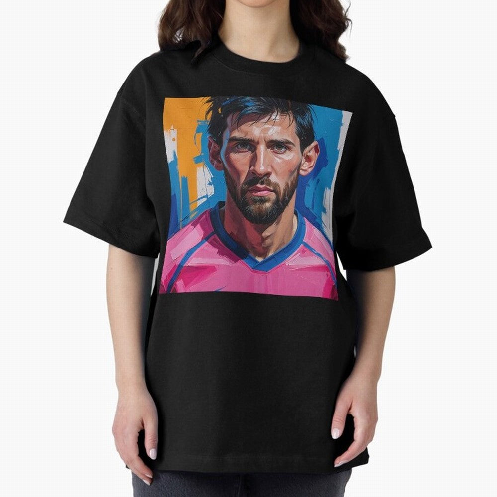Vibrant Artistic Portrait of Lionel Messi (GOAT) - Digital painting (Version 3) Classic T-Shirt Celebrate Global Passion for FIFA World Cup 2026 USA Canada Mexico for Fans of Neymar, Haaland and Cristiano Ronaldo and England, Bringing Retro