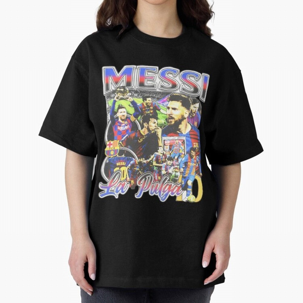 Lionel Messi Graphic Design Classic T-Shirt Embrace Global Football Passion for FIFA World Cup 2026, Capturing Mbappe and Neymar, Brazil, Portugal and Argentina, Retro Football Energy, Iconic Rivalries, Trophy Chase Drama and Stadium Atmosphere;