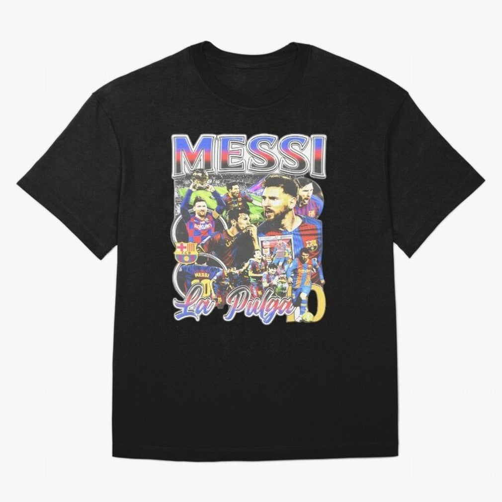 Lionel Messi Graphic Design Classic T-Shirt Embrace Global Football Passion for FIFA World Cup 2026, Capturing Mbappe and Neymar, Brazil, Portugal and Argentina, Retro Football Energy, Iconic Rivalries, Trophy Chase Drama and Stadium Atmosphere;