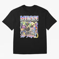 Lionel Messi Graphic Design Classic T-Shirt Embrace Global Football Passion for FIFA World Cup 2026, Capturing Mbappe and Neymar, Brazil, Portugal and Argentina, Retro Football Energy, Iconic Rivalries, Trophy Chase Drama and Stadium Atmosphere;