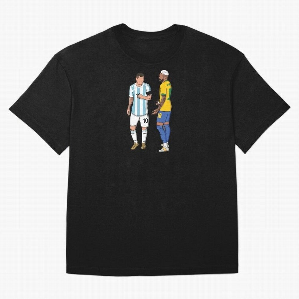 Messi and Neymar Chit Chat Illustration Oversized T-Shirt Unlock FIFA World Cup 2026 USA Canada Mexico Spirit, Centered on France, Cristiano Ronaldo, Worldwide Fan Energy, Dramatic Goals, Stadium Lights and Championship Celebrations; Perfect for