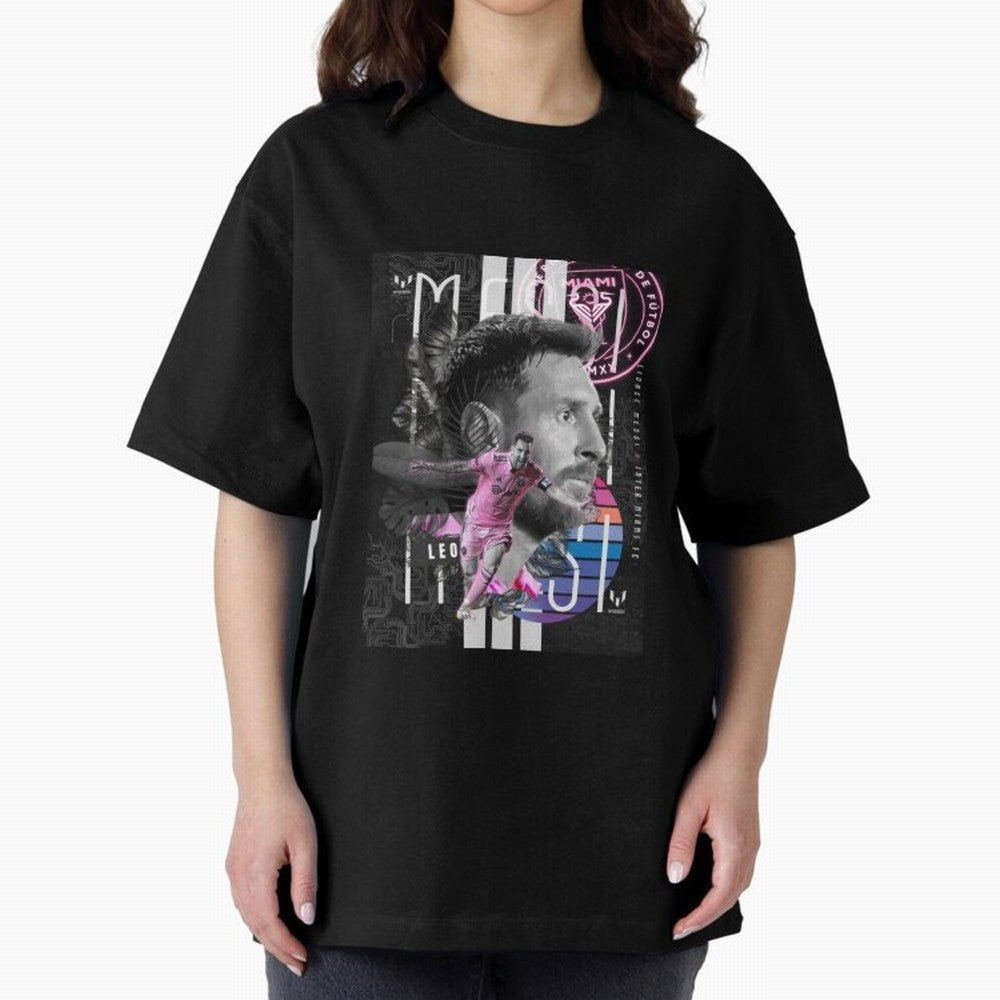 Inter Miami FC Messi Oversized T-Shirt Celebrate Supporters United by Global Football Passion for FIFA World Cup 2026, Connected to Messi, CR7 and Mbappe, Portugal, Spain and Germany, Fan Favorite Moments, National Team Passion, Big Match Drama and