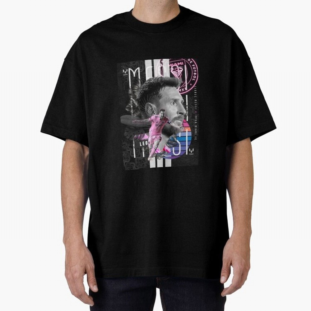 Inter Miami FC Messi Oversized T-Shirt Celebrate Supporters United by Global Football Passion for FIFA World Cup 2026, Connected to Messi, CR7 and Mbappe, Portugal, Spain and Germany, Fan Favorite Moments, National Team Passion, Big Match Drama and