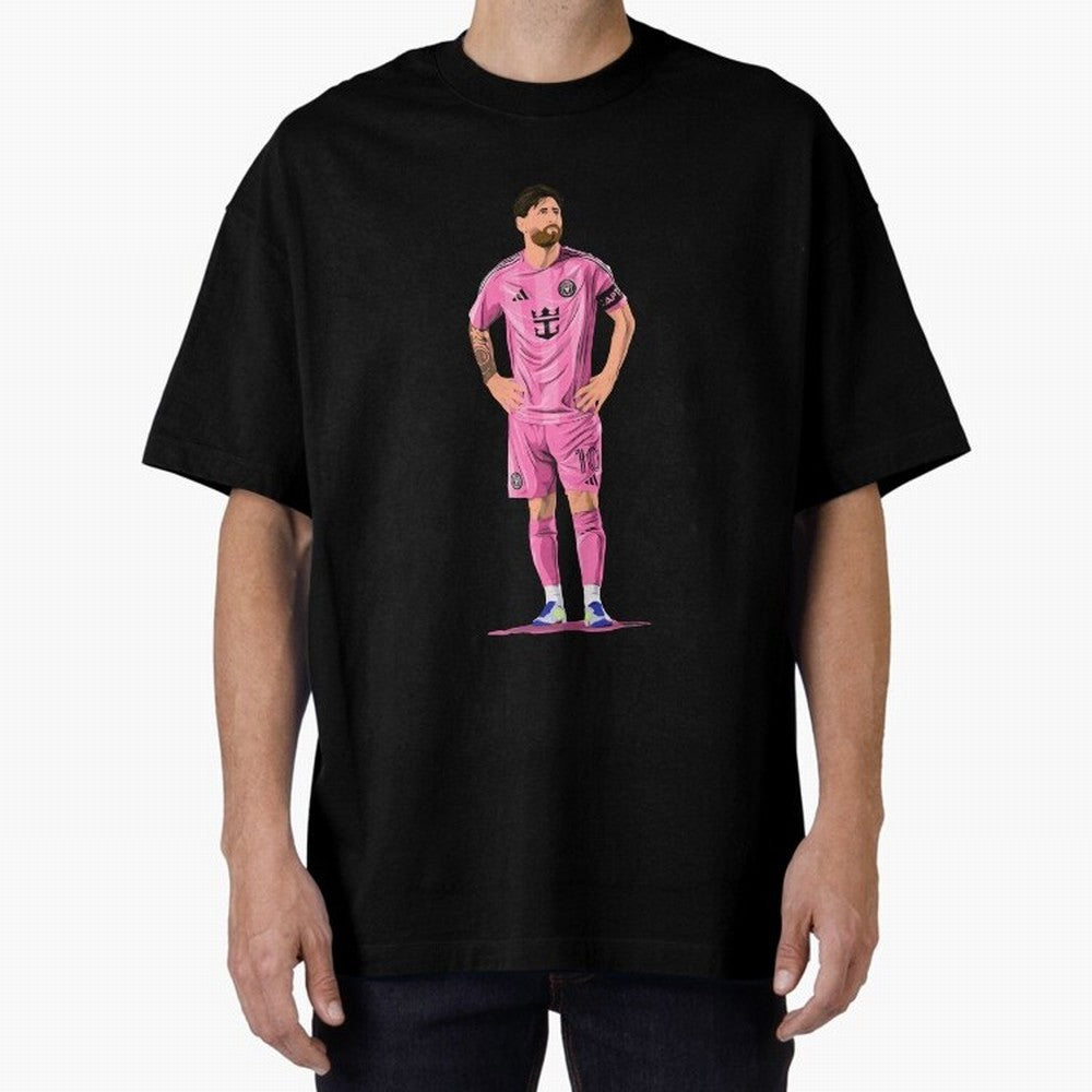 Lionel Messi Vector Oversized T-Shirt Experience the Global Stage of FIFA World Cup 2026 Group Stage for Fans of Cristiano Ronaldo, Haaland and CR7 and Argentina and Brazil, Bringing Retro Football Energy, Iconic Rivalries, Trophy Chase Drama and