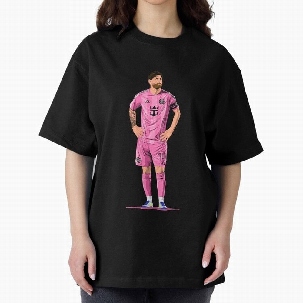 Lionel Messi Vector Oversized T-Shirt Experience the Global Stage of FIFA World Cup 2026 Group Stage for Fans of Cristiano Ronaldo, Haaland and CR7 and Argentina and Brazil, Bringing Retro Football Energy, Iconic Rivalries, Trophy Chase Drama and
