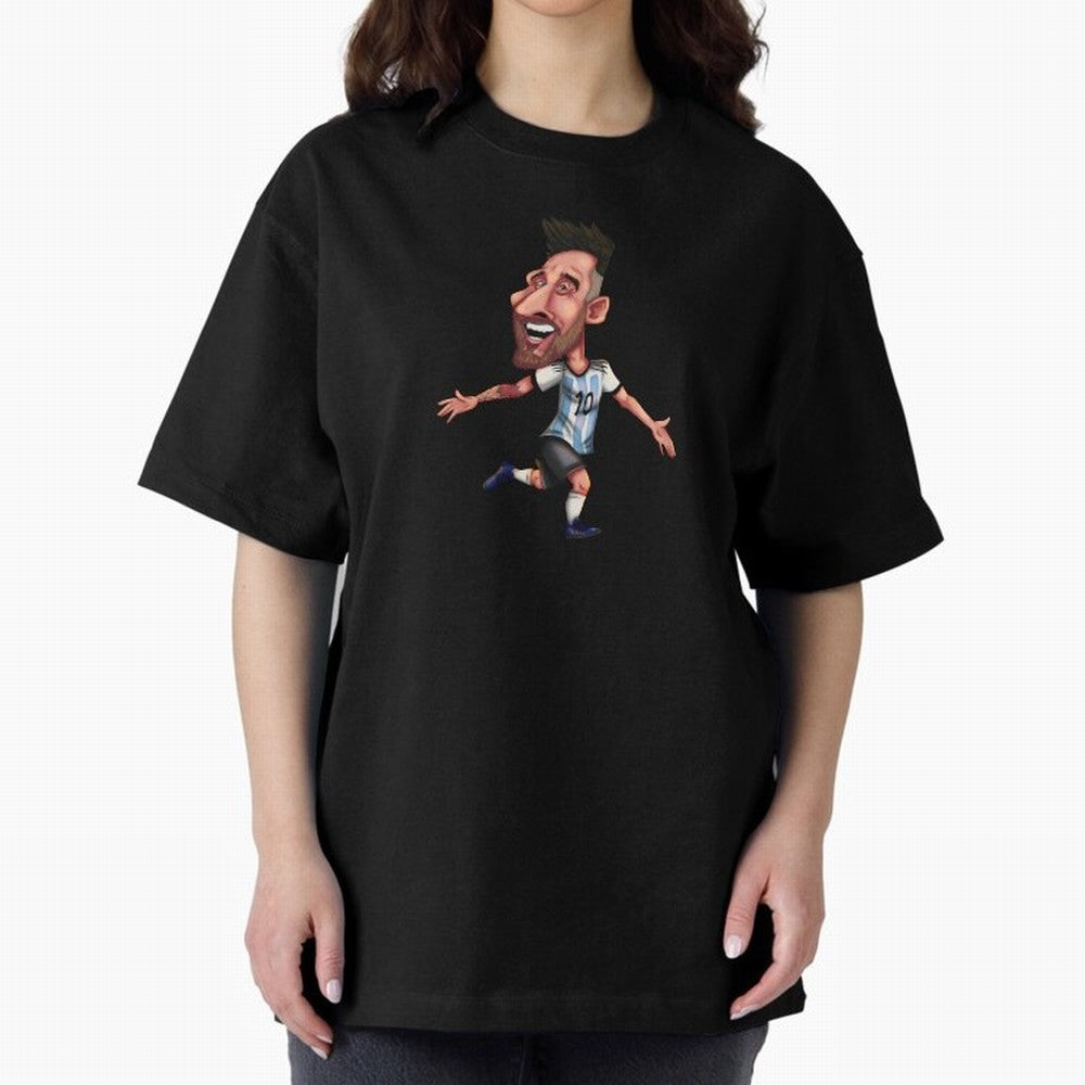 Lionel Messi Sticker Oversized T-Shirt Fuel FIFA World Cup 2026 USA Canada Mexico for Fans of Cristiano Ronaldo, Haaland and CR7 and Argentina, Bringing Football Festival Excitement, Trophy Ambitions, Country Rivalries and Star Player Buzz; Perfect