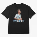 Lionel Messi Oversized T-Shirt Honor Football Greatness during Global Football Passion for FIFA World Cup 2026 USA Canada Mexico, Celebrating Messi, CR7 and Mbappe, Portugal, Spain and Germany, Sports Nostalgia, International Competition, Famous