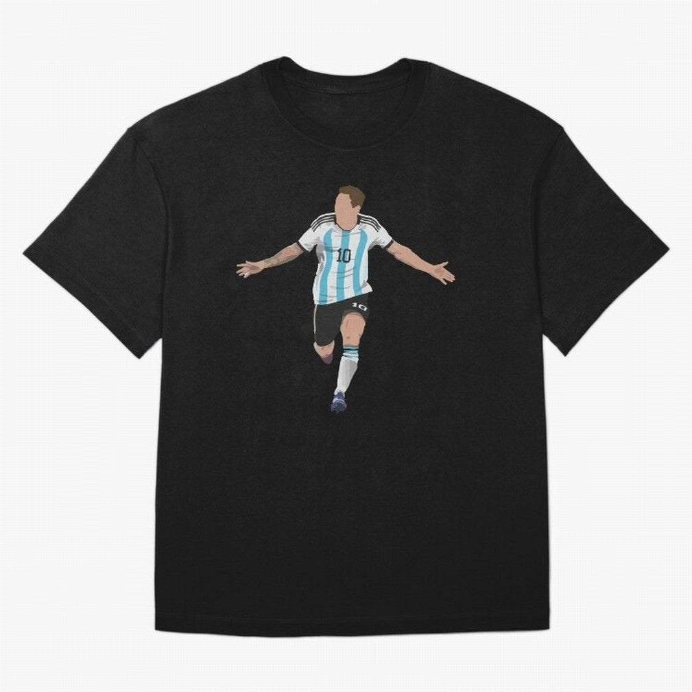 Messi Goal World Cup 2022 Oversized T-Shirt Showcase FIFA World Cup 2026 USA Canada Mexico Spirit, Capturing Portugal, Spain and Germany, Neymar, Vintage Soccer Flavor, Modern Football Stars, National Flags and Final Night Emotion; Built for