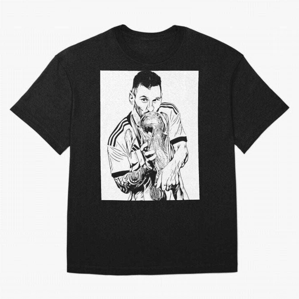 Lionel Messi white and black art Oversized T-Shirt Turn Football Passion into Global Football Passion for FIFA World Cup 2026, Celebrating Messi, Neymar and Mbappe, Netherlands, Football Festival Excitement, Trophy Ambitions, Country Rivalries and