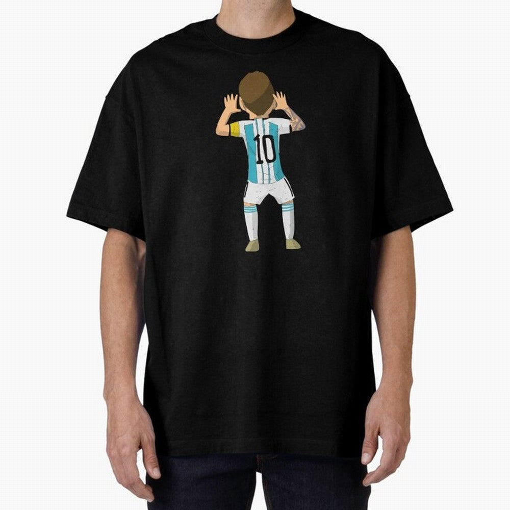 Cartoon Illustration Messi vs Netherlands World Cup Qatar 2022 Oversized T-Shirt Step into FIFA World Cup 2026 USA Canada Mexico Driven by CR7 and Messi, Argentina and Brazil Energy, Worldwide Fan Energy, Dramatic Goals, Stadium Lights and
