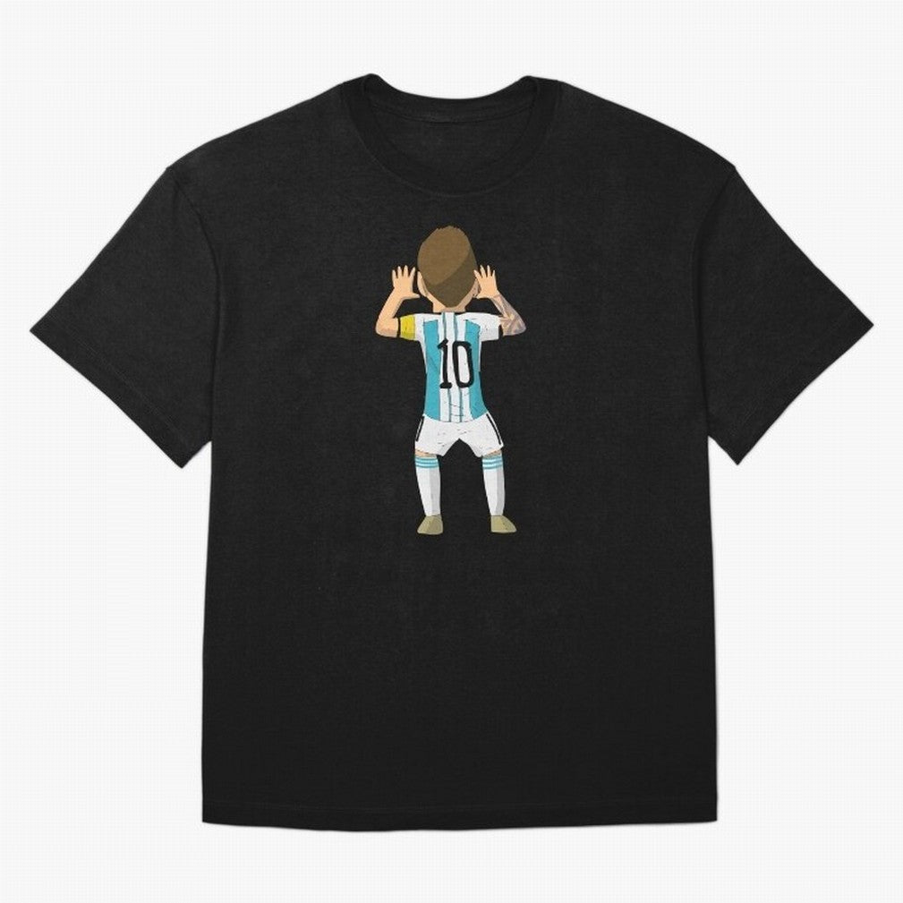 Cartoon Illustration Messi vs Netherlands World Cup Qatar 2022 Oversized T-Shirt Step into FIFA World Cup 2026 USA Canada Mexico Driven by CR7 and Messi, Argentina and Brazil Energy, Worldwide Fan Energy, Dramatic Goals, Stadium Lights and