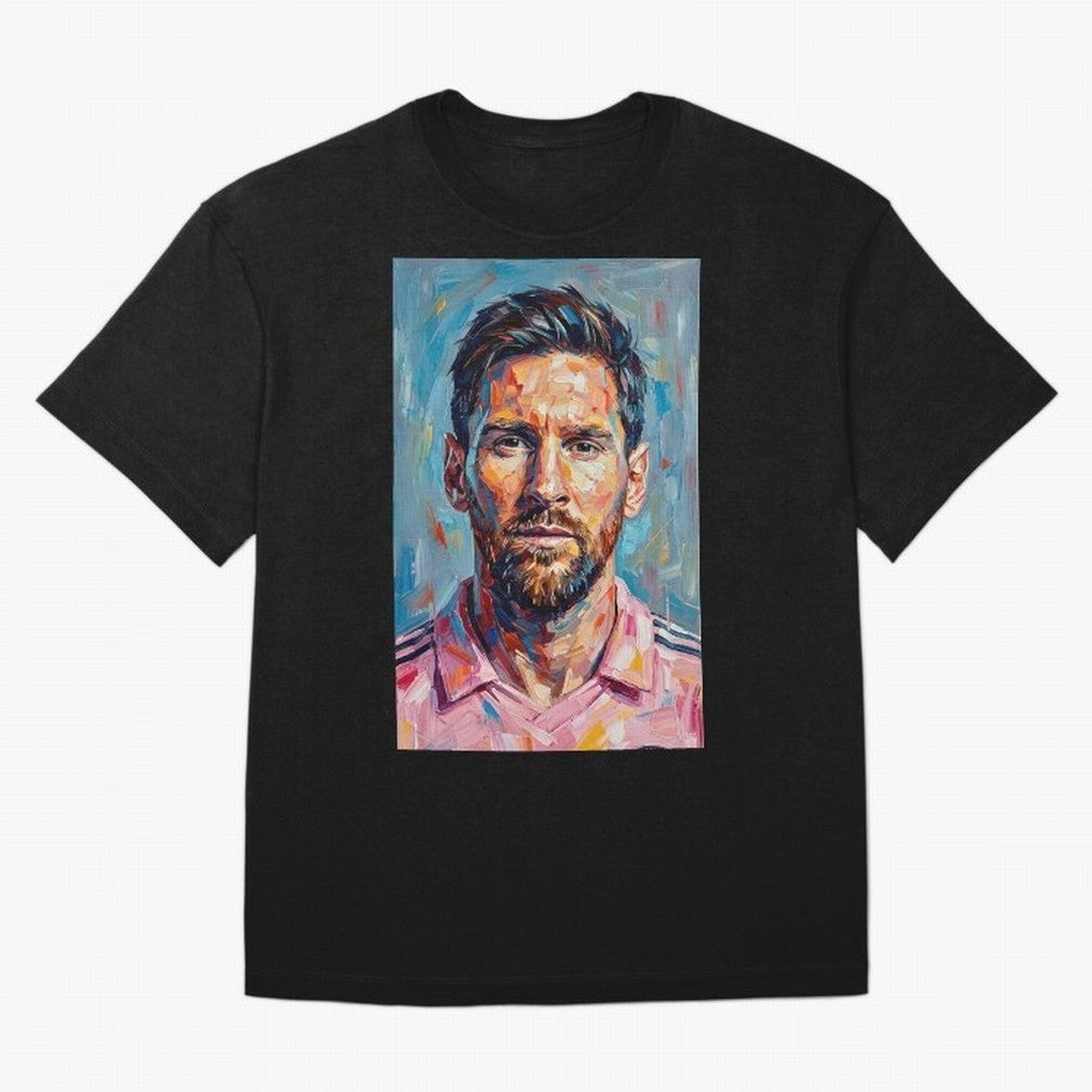 Portrait Painting of Lionel Messi Classic T-Shirt Feel the Roar of Match Day Hype around FIFA World Cup 2026 Group Stage, CR7, England and Germany, Goal Celebration Energy, Supporter Heritage, Football Icons and Worldwide Tournament Joy; Ideal for