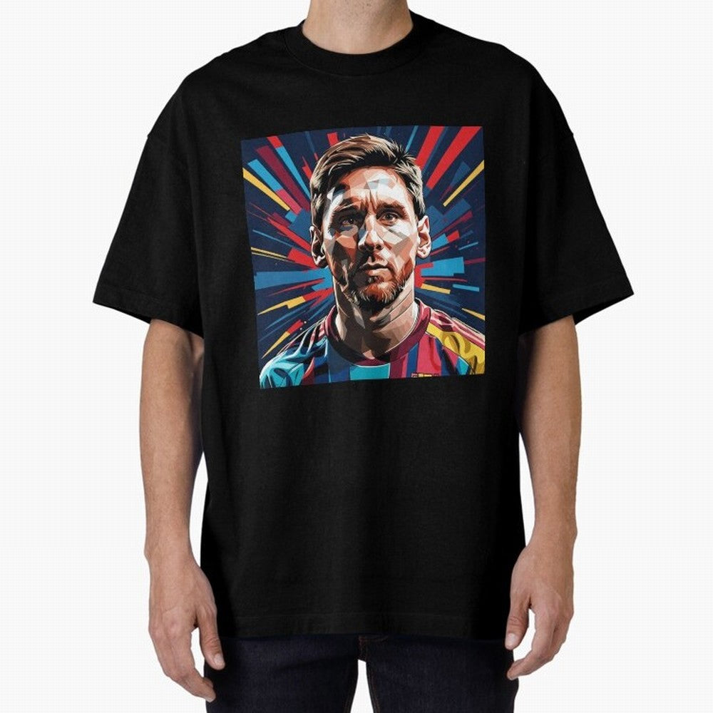 Lionel Messi Pop-Art Portrait Oversized T-Shirt Show Fan Pride Across FIFA World Cup 2026 USA Canada Mexico Built around Cristiano Ronaldo, Spain Energy, Fan Favorite Moments, National Team Passion, Big Match Drama and Soccer History; Great for