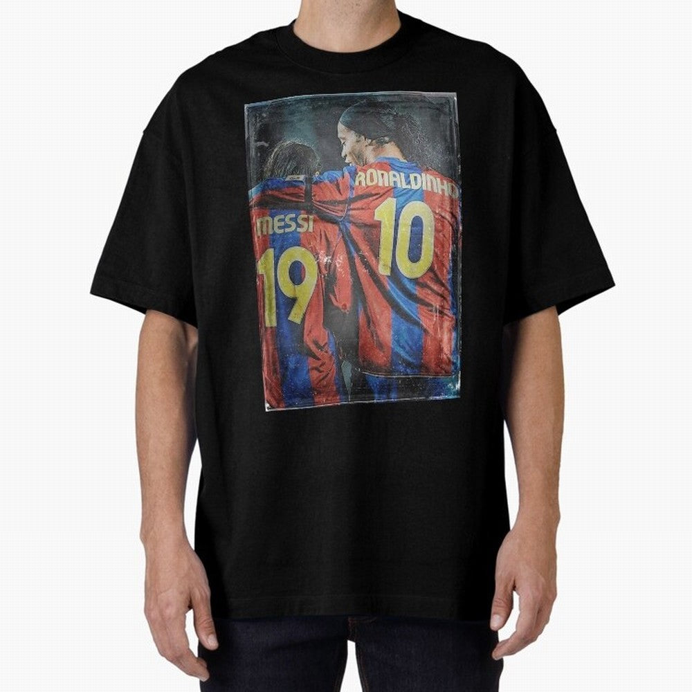 Messi and Ronaldinho Oversized T-Shirt Represent Global Football Passion for FIFA World Cup 2026 Group Stage, Inspired by Neymar, England and Germany, Game Day Rituals, Football Legends, Country Pride and the Road to the Final; Perfect for Fans,