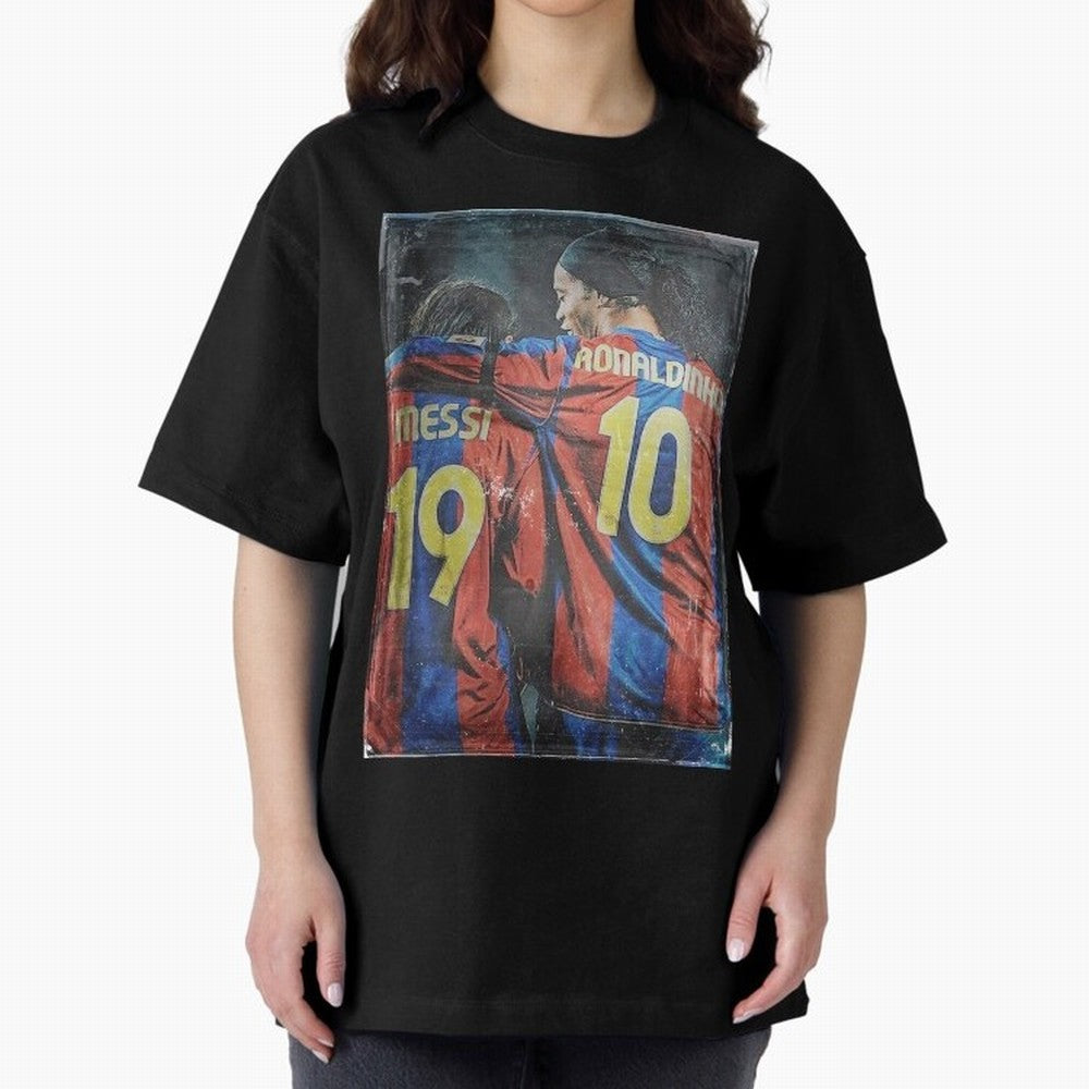 Messi and Ronaldinho Oversized T-Shirt Represent Global Football Passion for FIFA World Cup 2026 Group Stage, Inspired by Neymar, England and Germany, Game Day Rituals, Football Legends, Country Pride and the Road to the Final; Perfect for Fans,