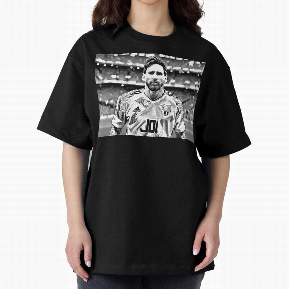 Messi Pop Art Portrait Oversized T-Shirt Share the Excitement of FIFA World Cup 2026 USA Canada Mexico with Messi, Neymar and Mbappe, Argentina Energy, Supporter Pride, Iconic Celebrations, Legendary Names and Global Match Day Energy; Perfect for