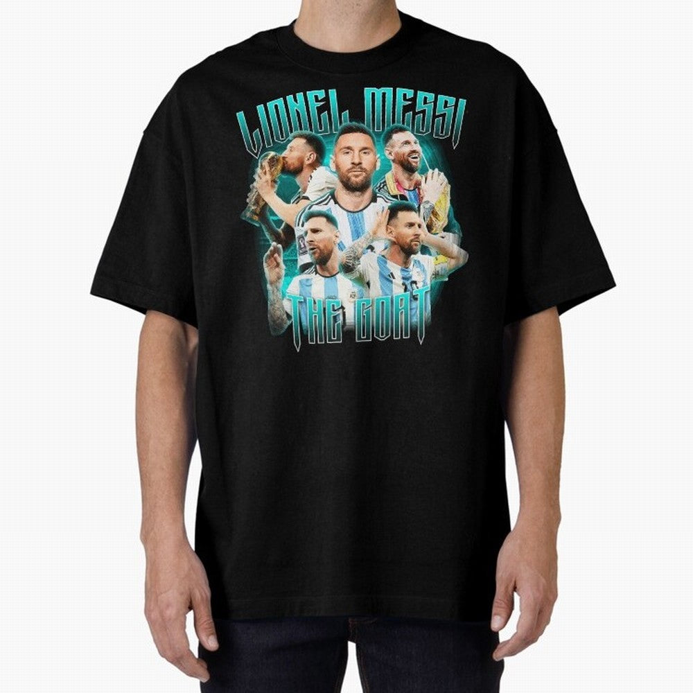 Messi Pop Art Portrait Oversized T-Shirt Live the Energy of FIFA World Cup 2026 Group Stage Spirit, Connected to Germany, Messi, Neymar and Mbappe, Football History, Final Match Energy, Crowd Noise and Once in a Lifetime Moments; Created for Match