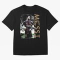 Messi Pop Art Portrait Oversized T-Shirt Celebrate Golden Goal Energy in FIFA World Cup 2026 USA Canada Mexico for Fans of Mbappe and Neymar and England and Germany, Bringing Game Day Rituals, Football Legends, Country Pride and the Road to the
