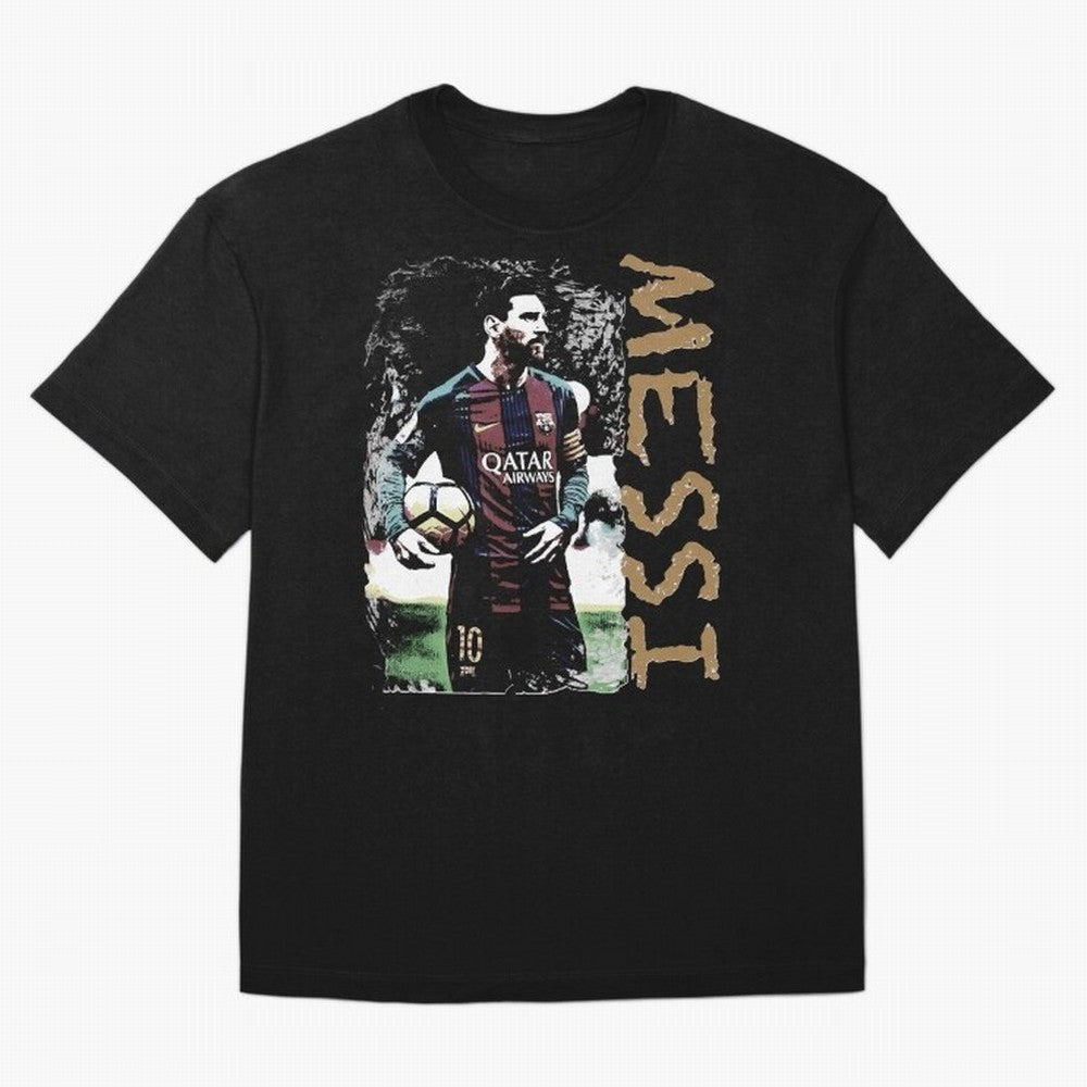Messi Pop Art Portrait Oversized T-Shirt Celebrate Golden Goal Energy in FIFA World Cup 2026 USA Canada Mexico for Fans of Mbappe and Neymar and England and Germany, Bringing Game Day Rituals, Football Legends, Country Pride and the Road to the