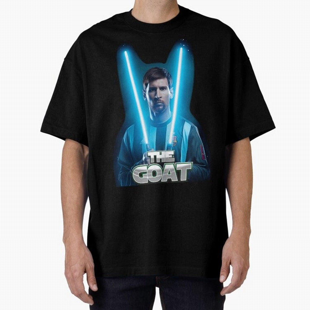 Messi Pop Art Portrait Oversized T-Shirt Turn Football Passion into FIFA World Cup 2026 Group Stage Spirit, Inspired by France, Cristiano Ronaldo, Haaland and CR7, Sports Nostalgia, International Competition, Famous Players and Unforgettable