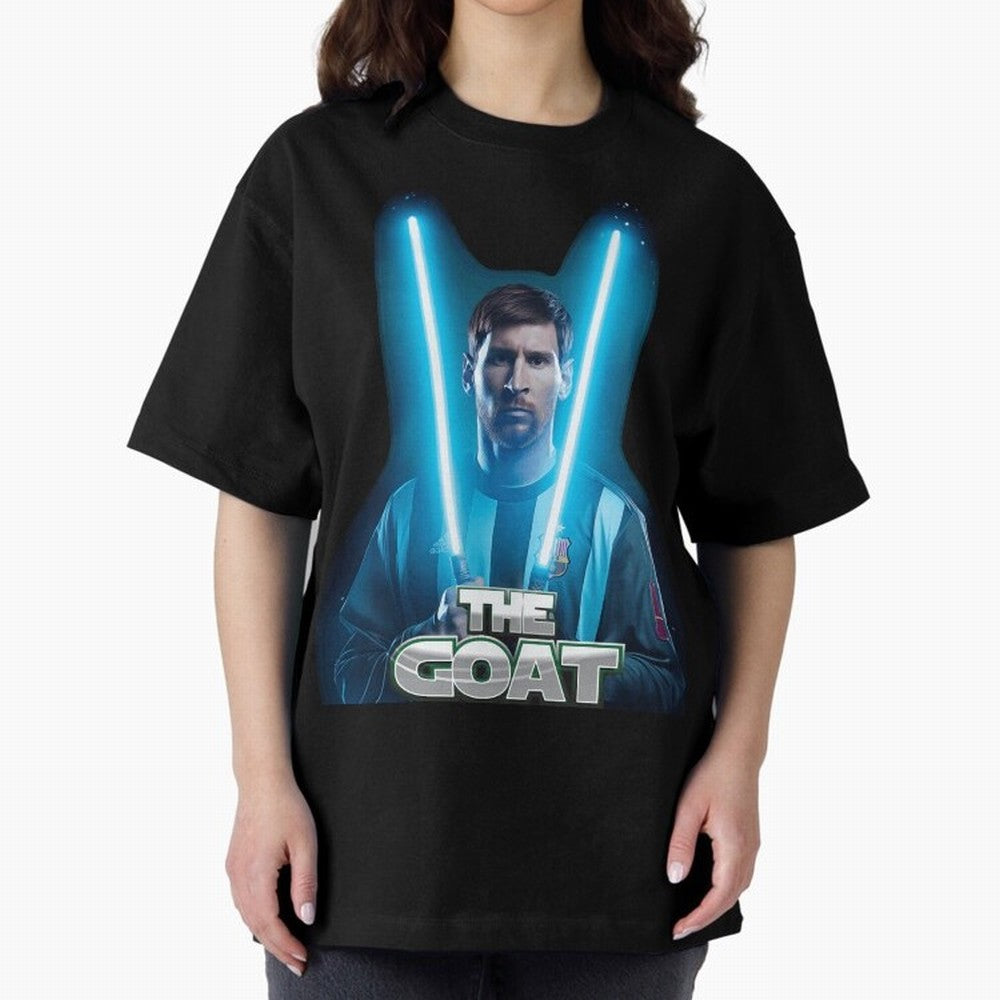 Messi Pop Art Portrait Oversized T-Shirt Turn Football Passion into FIFA World Cup 2026 Group Stage Spirit, Inspired by France, Cristiano Ronaldo, Haaland and CR7, Sports Nostalgia, International Competition, Famous Players and Unforgettable