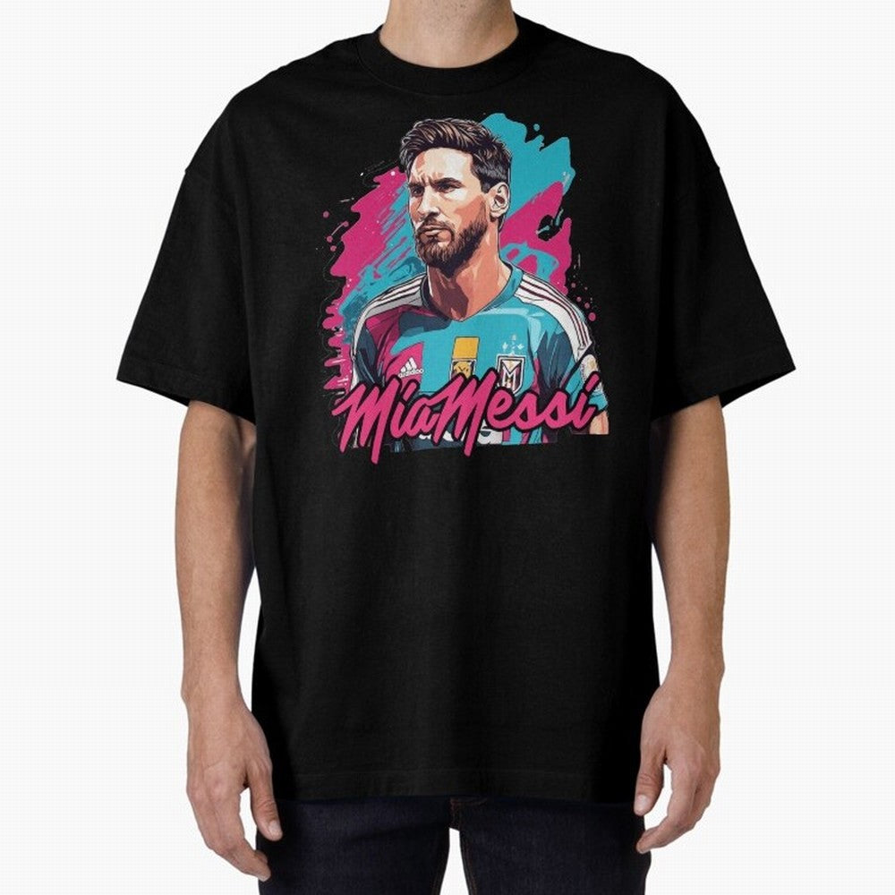 Messi Pop Art Portrait Oversized T-Shirt Upgrade Match Day Hype around FIFA World Cup 2026, Mbappe, England and Germany, Stadium Chants, National Pride, Trophy Dreams and Unforgettable Football Memories; Built for Supporters Chasing Trophy Dreams,