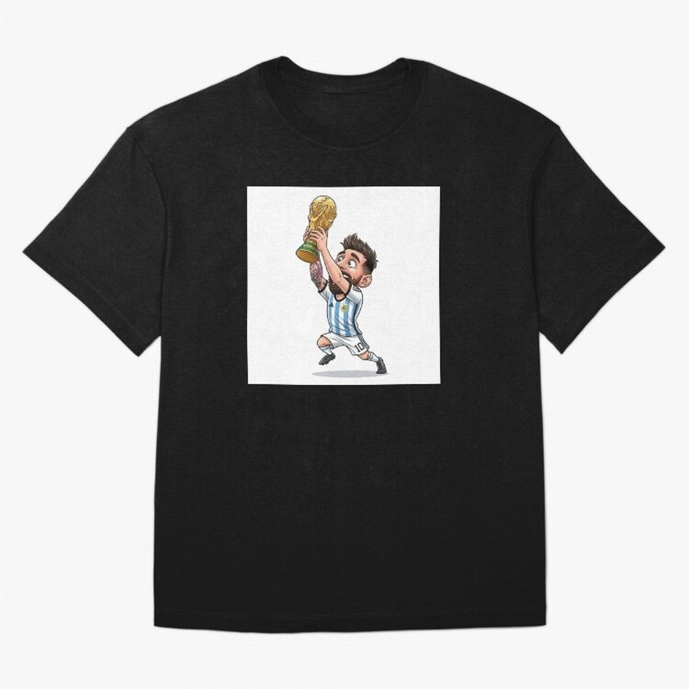 Lionel Messi Oversized T-Shirt Showcase the FIFA World Cup 2026 Group Stage Journey through Messi and Cristiano Ronaldo Highlights, England, France and Netherlands Pride, Classic Soccer Heritage, Championship Pressure, Fan Loyalty and International