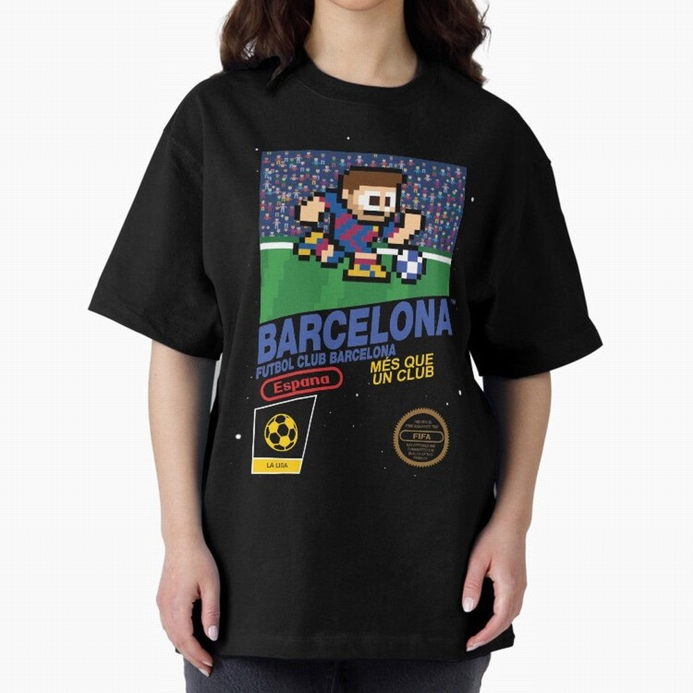 FC Barcelona (8-bit Football / Soccer Videogame Cart) Essential T-Shirt Follow the Final Road of FIFA World Cup 2026 USA Canada Mexico Connected to Cristiano Ronaldo, Haaland and CR7, France and Portugal Energy, Classic Soccer Heritage,